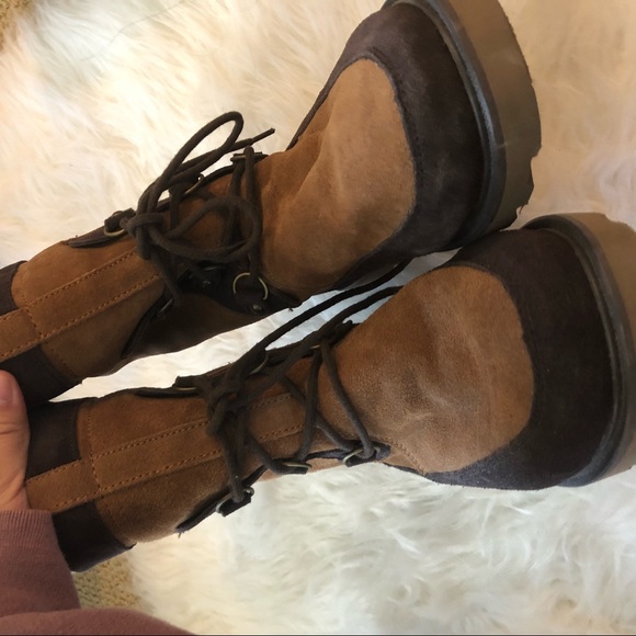 BEARPAW Brown Winter Boots Hike 9 Thick Sturdy cut trail hiking boots booties - Picture 2 of 7